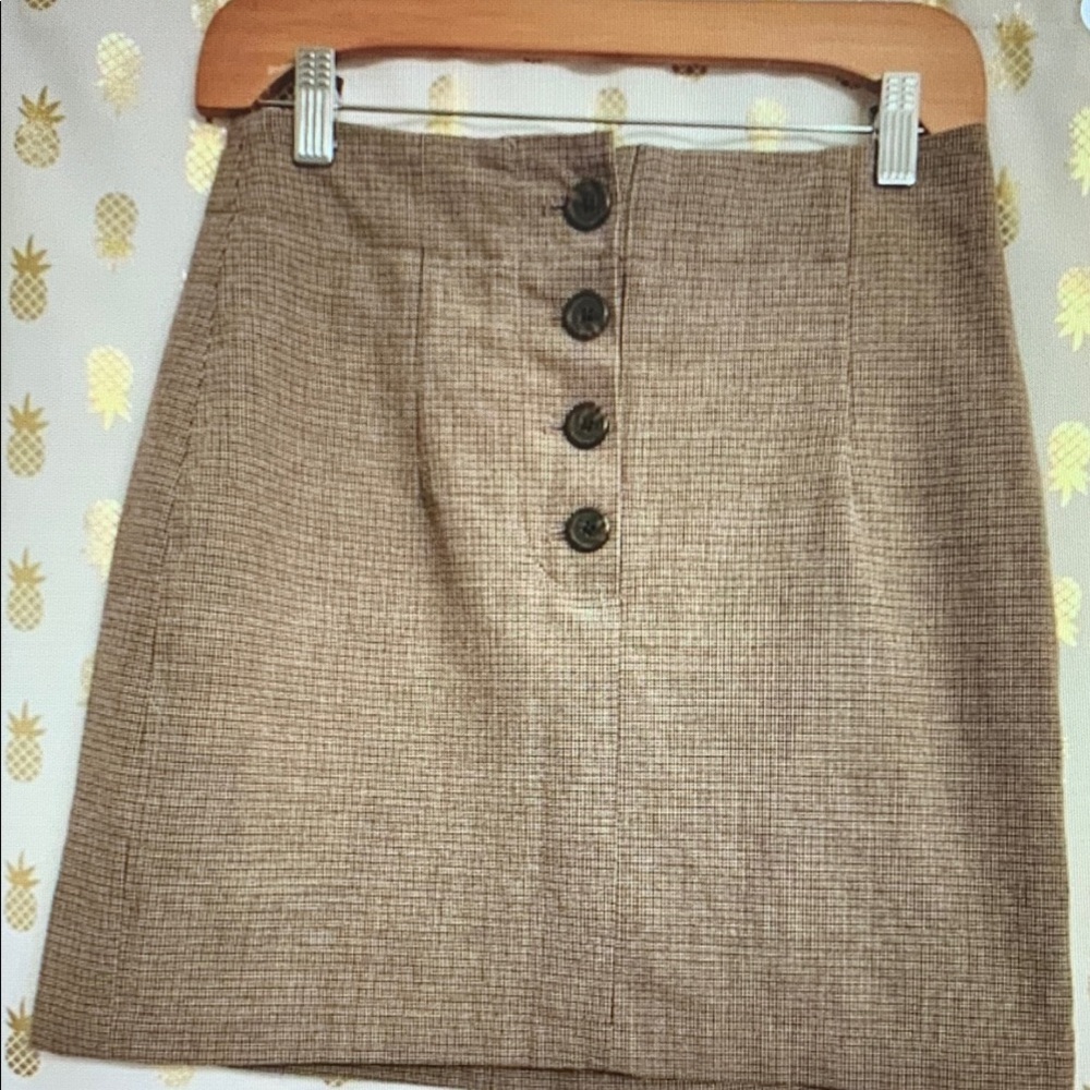 Classic Brown Button-Front Skirt